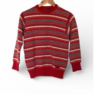 Vintage Maglificio Pancari 100% Wool Fair Isle Sweater Made In Italy